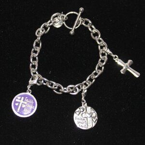 Love This Life Faith Hope Love Silver Bracelet